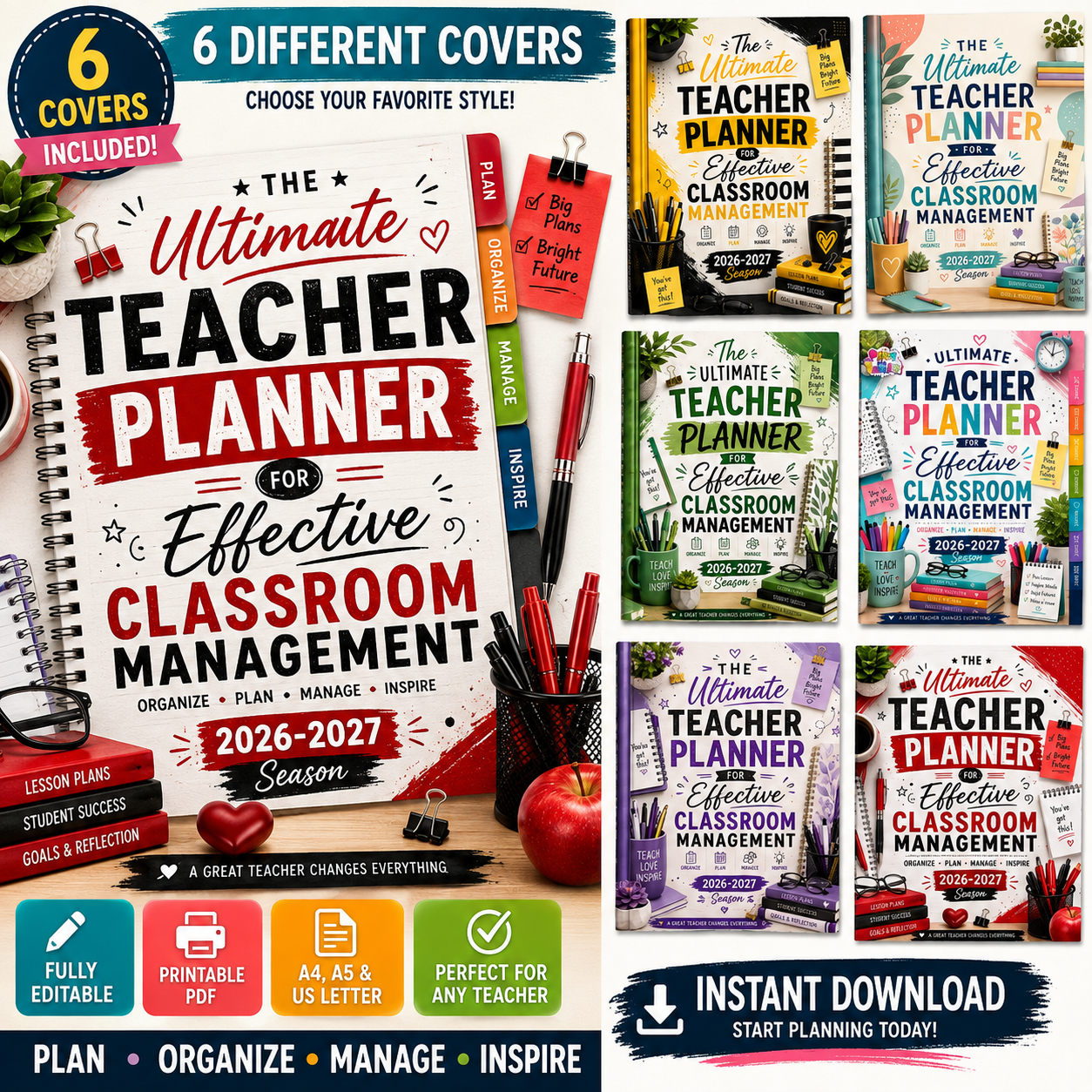 Ultimate Teacher Planner 2026-2027 | Editable/Printable Classroom Management Binder