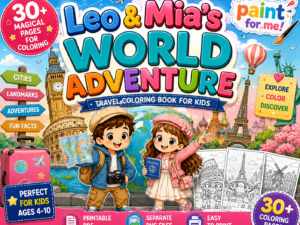 🌍 Leo & Mia's World Adventure – Travel Coloring Book for Kids